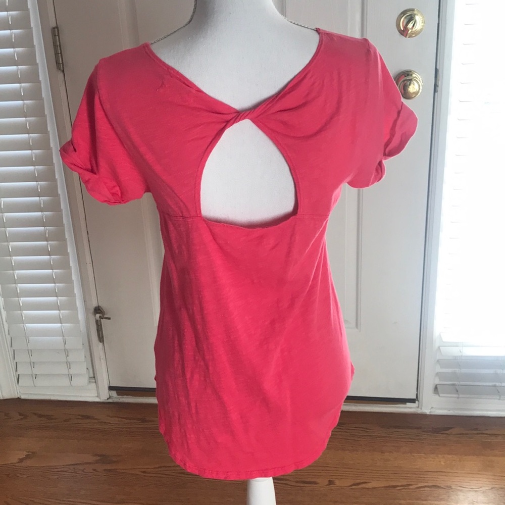 Anthropologie T.la coral colored short sleeve top